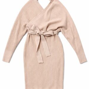 Windsor Ribbed Knit Sweater in Beige